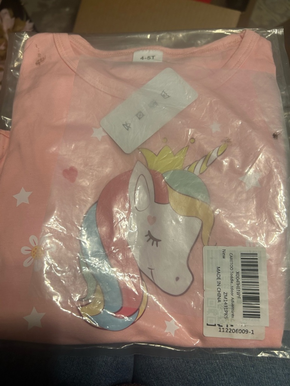Girls Pink Unicorn Tee & leggings with Rainbow Mane Sz 4-5T